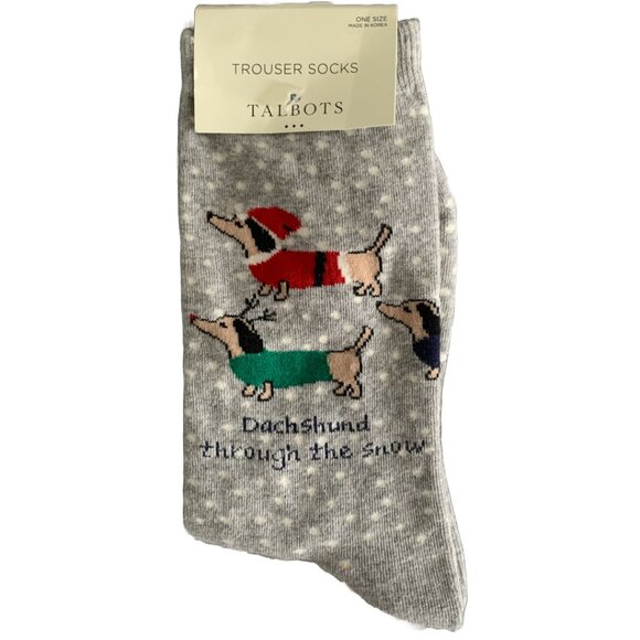 Talbots Accessories - NWT TALBOTS Women's Dot Dachshund Dogs Christmas/Holiday Trouser Socks